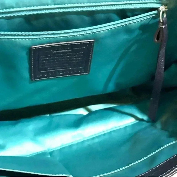 Coach pinnacle Eva lake navy blue leather leather shoulder handbag - Picture 9 of 12